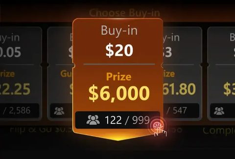 Стол флип-этапа Flip & Go в клиенте Покерок: три открытые карты у каждого игрока
