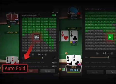 The Rush Fold button in the mobile client: muck and move to a new table